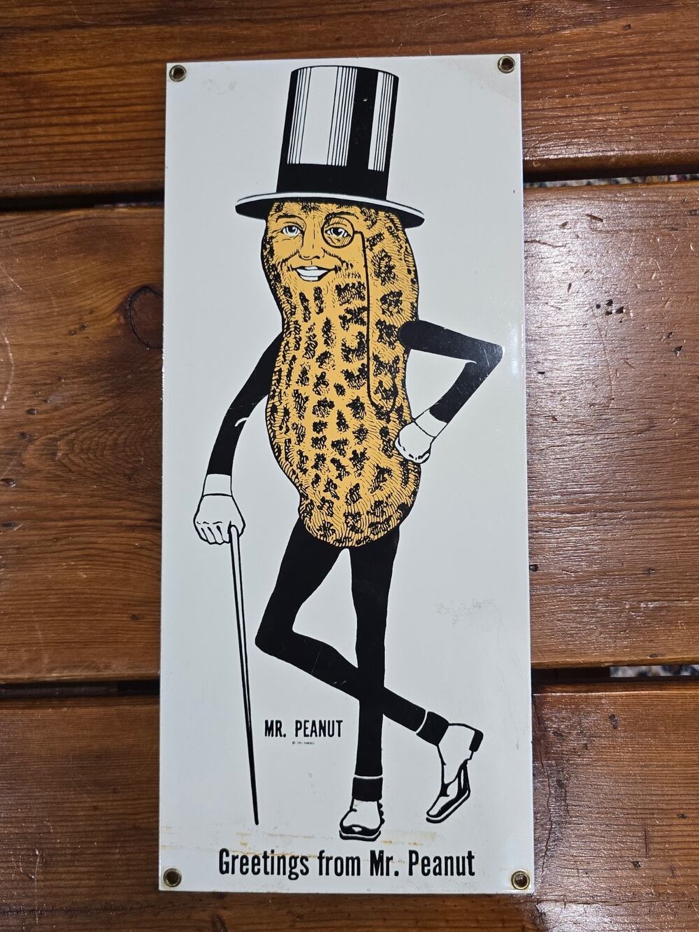 Mr. Peanut Porcelain Metal Sign Ande Rooney Licensed Reproduction 15.5" door
